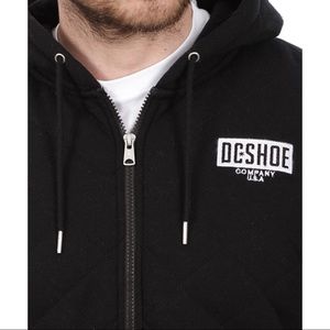 DC SKATE BLACK ZIP UP SOFT QUILTED THICK HOODIE